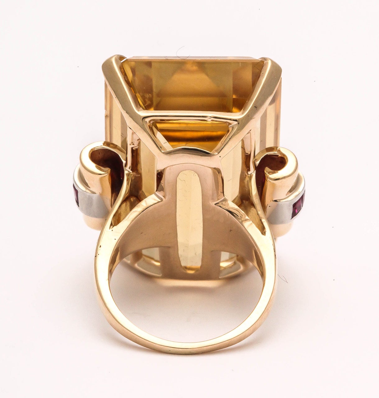 Retro Citrine Topaz Ruby Diamond Gold Cocktail Ring 1